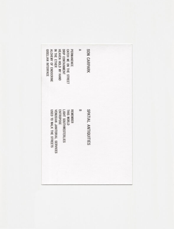 009 SON CARPARK - SPATIAL ANTIQUITIES, C39 Cassette, digital